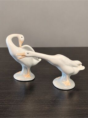 VTG NAO Lladro DAISA Porcelain Goose Swan Long Neck Figurines 1970s Spain